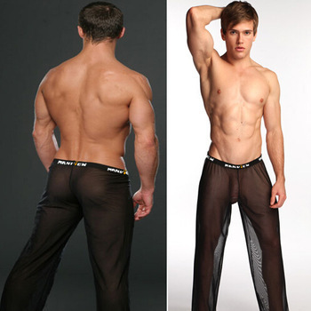 Qoo10 Hot Mens black lounge long pants sleepwear Mens Sheer