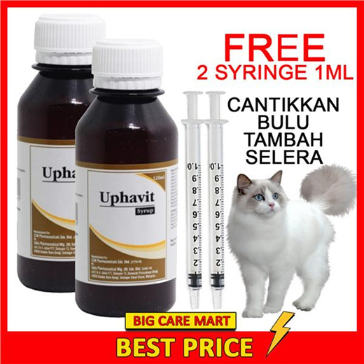 Qoo10 - Uphavit Multivitamin Syrup Vitamin Kucing 120mlX2 + FREE 2 