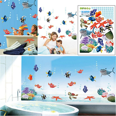 Qoo10 1 X Under Sea Shark Fish Wall Decals 3d Cartoon Stickers