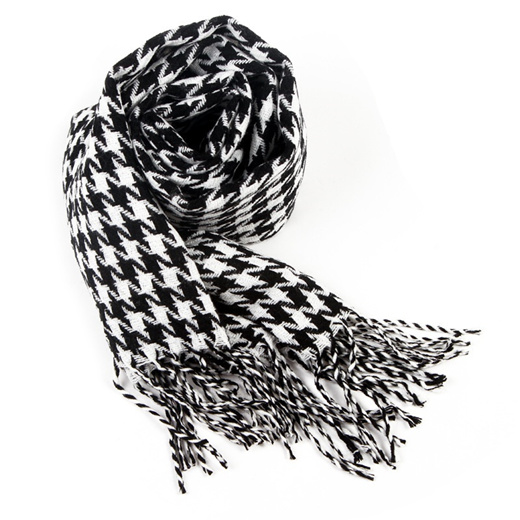 white and black checkered scarf