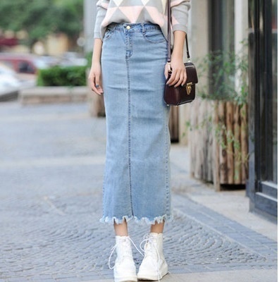 fitted jean skirt