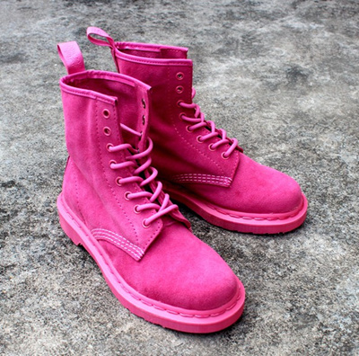 pink suede doc martens