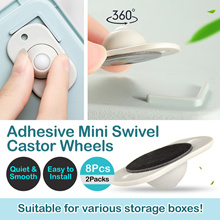 Self Adhesive Mini Swivel Castors Wheels Bundle of 2 Packs= 8Pcs / Cabinet/Storage/Bulky