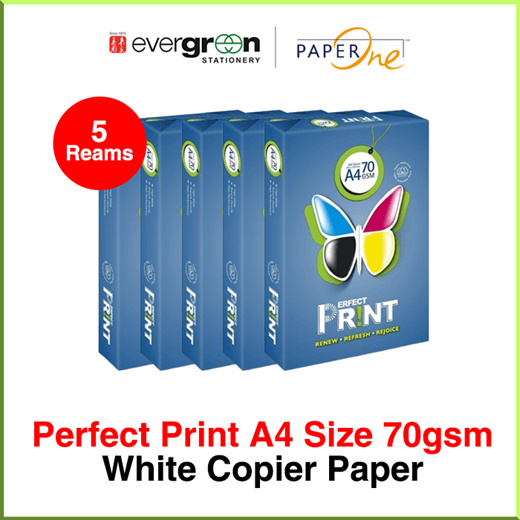 [SG]Perfect Print A4 Size 70Gsm/ 80Gsm White Copier Paper [Evergreen Stationery](5 Reams per Carton)