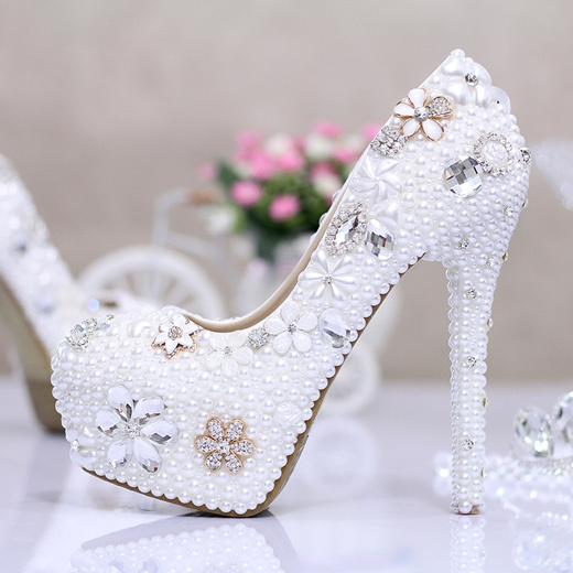 Pearl wedding shoes Diamante Crystal 