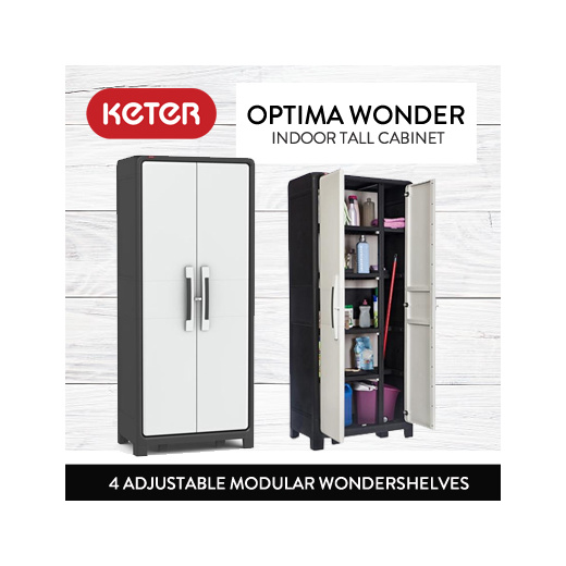 Optima Wonder Indoor Tall Cabinet, Tall Cabinet With Shelves And Doors