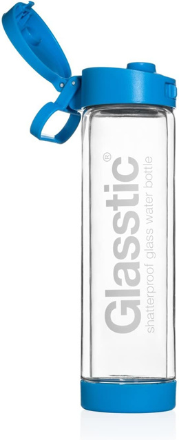 Glasstic - 16oz Clear Glass - Blue Flip Cap