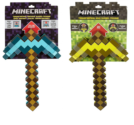 minecraft toy sword and pickaxe