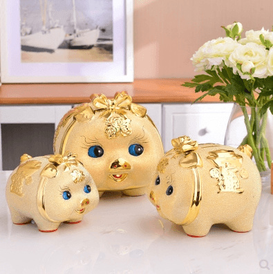 Qoo10 Home Decoration Piggy Bank Gold Pig Large Piggy Bank