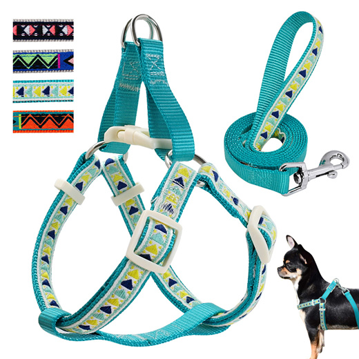 Qoo10 - Nylon Dog Harness Vest Printed Puppy Harness Leash Set Walking ...