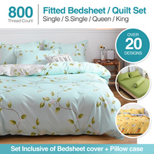2021 New Design 800TC Fitted Bedsheet set with pillow case bolster case S/SS/Q/K